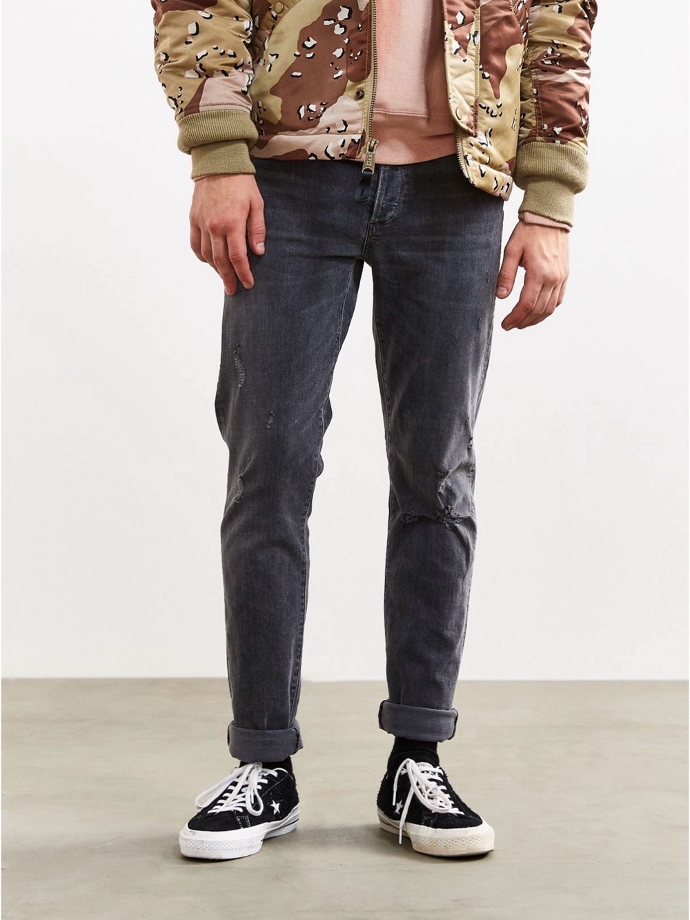 AGOLDE Bowery Wash Super Skinny Distressed Jean- gray